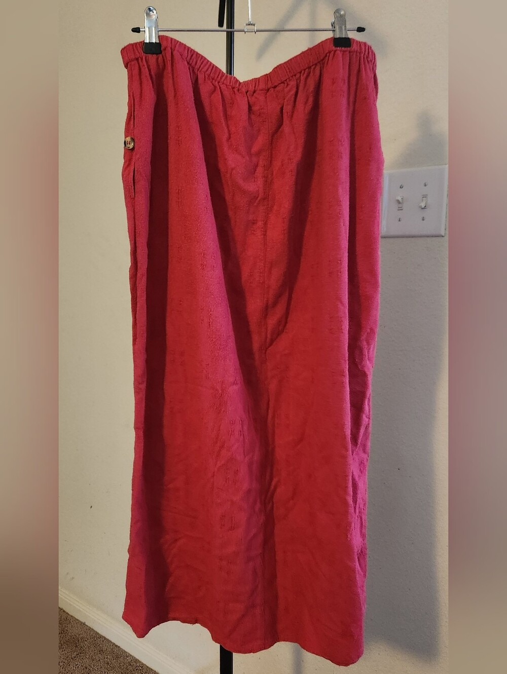 Women's Red Elastic-Waist Maxi Skirt